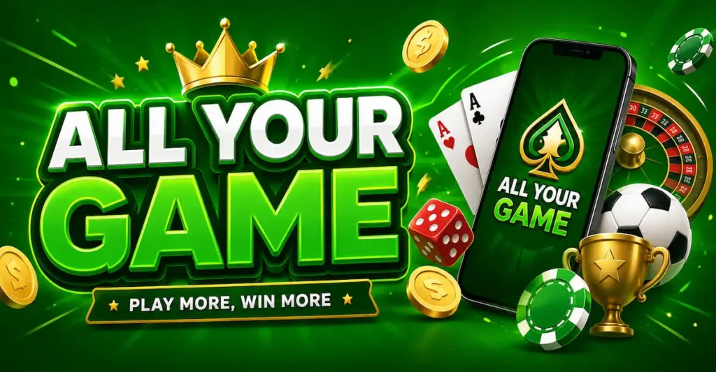 All Your Game app guide banner with green gaming background