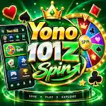 Yono 101Z Spin – colorful spin wheel, numbers and mobile gaming interface