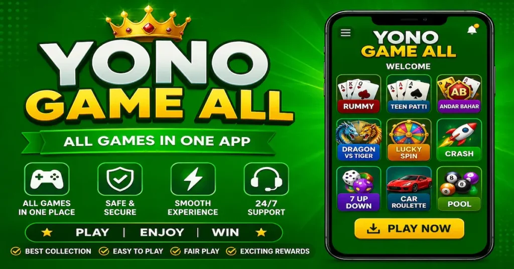 Yono Game All app banner with green gaming background